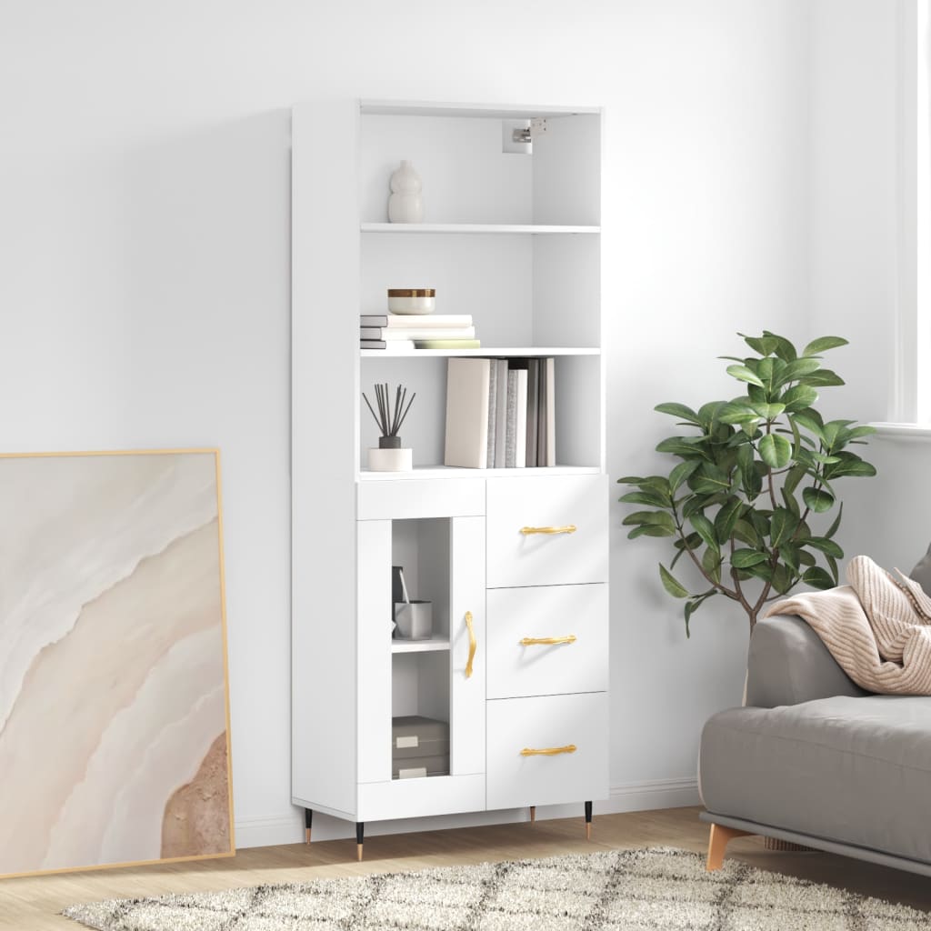 Buffet haut Blanc 69,5x34x180 cm Bois d'ingénierie - XIOS