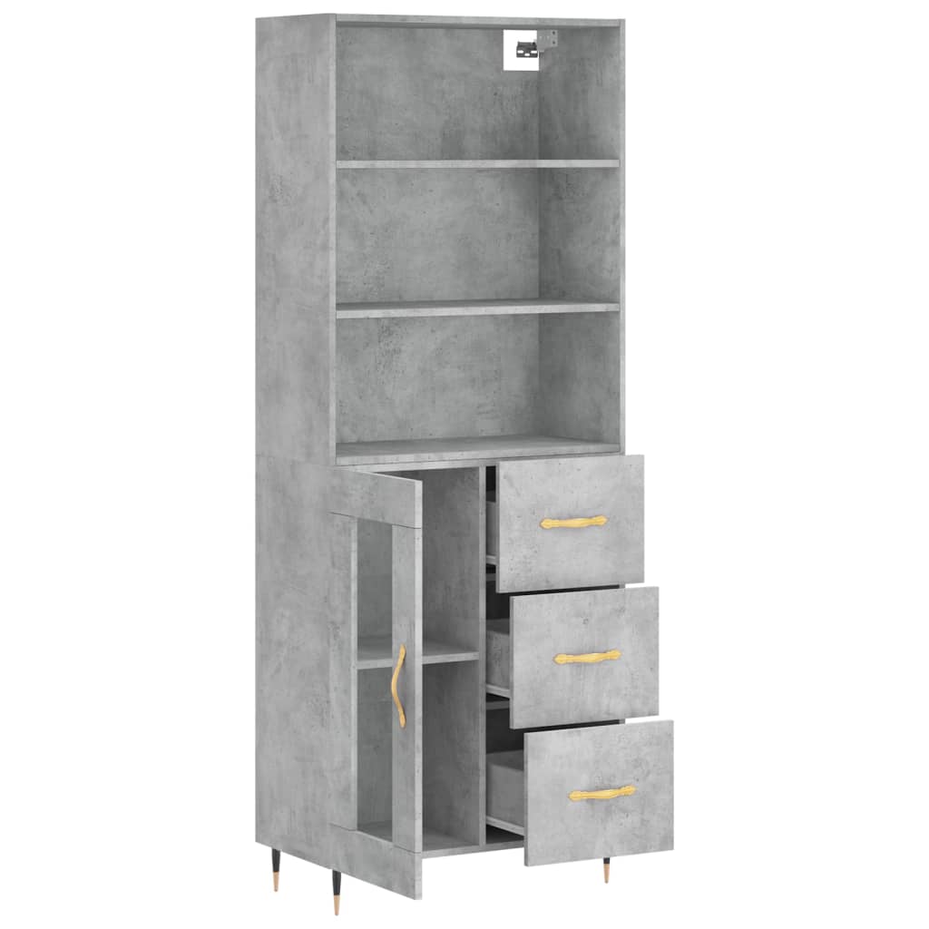 Buffet haut Gris béton 69,5x34x180 cm Bois d'ingénierie - XIOS