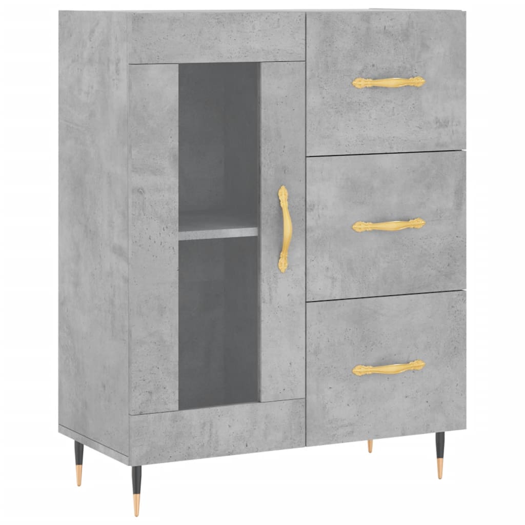 Buffet haut Gris béton 69,5x34x180 cm Bois d'ingénierie - XIOS