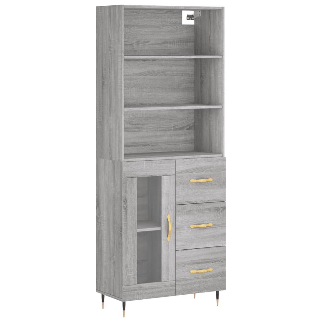 Buffet haut Sonoma gris 69,5x34x180 cm Bois d'ingénierie - XIOS