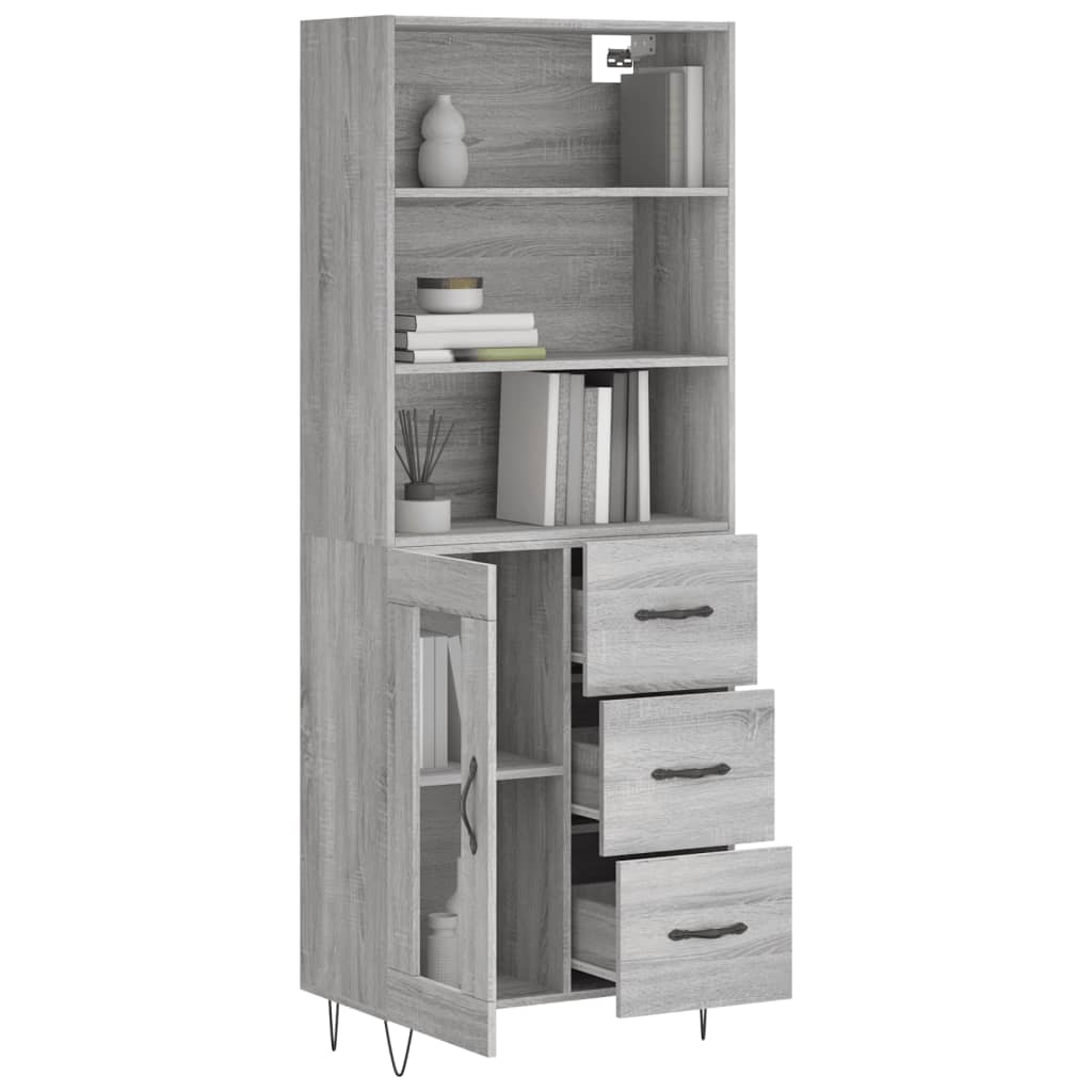 Buffet haut Sonoma gris 69,5x34x180 cm Bois d'ingénierie - XIOS