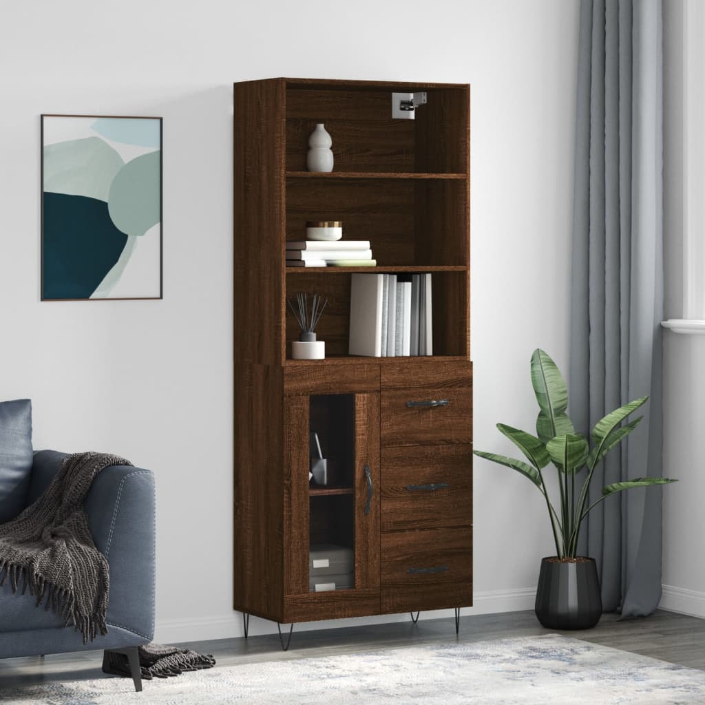 Buffet haut Chêne marron 69,5x34x180 cm Bois d'ingénierie - XIOS