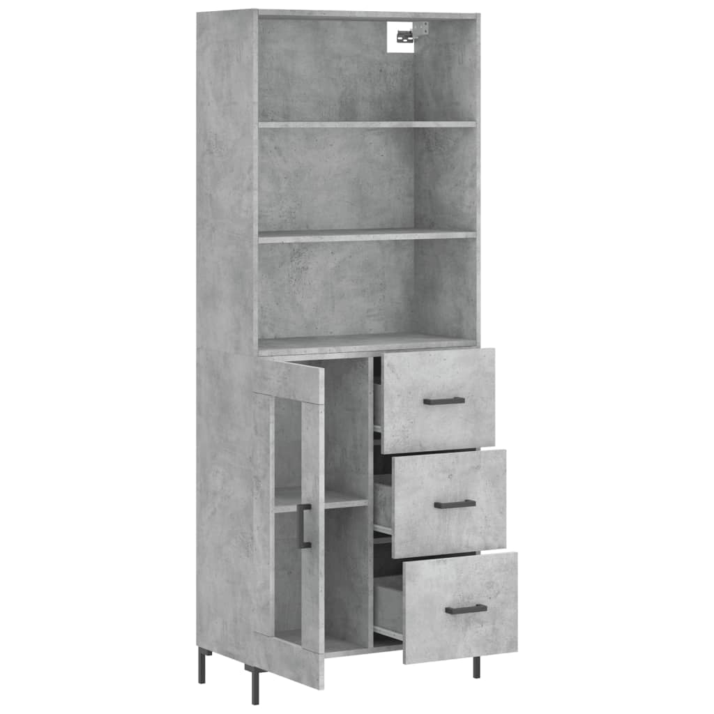 Buffet haut Gris béton 69,5x34x180 cm Bois d'ingénierie - XIOS