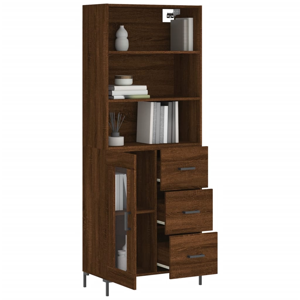 Buffet haut Chêne marron 69,5x34x180 cm Bois d'ingénierie - XIOS