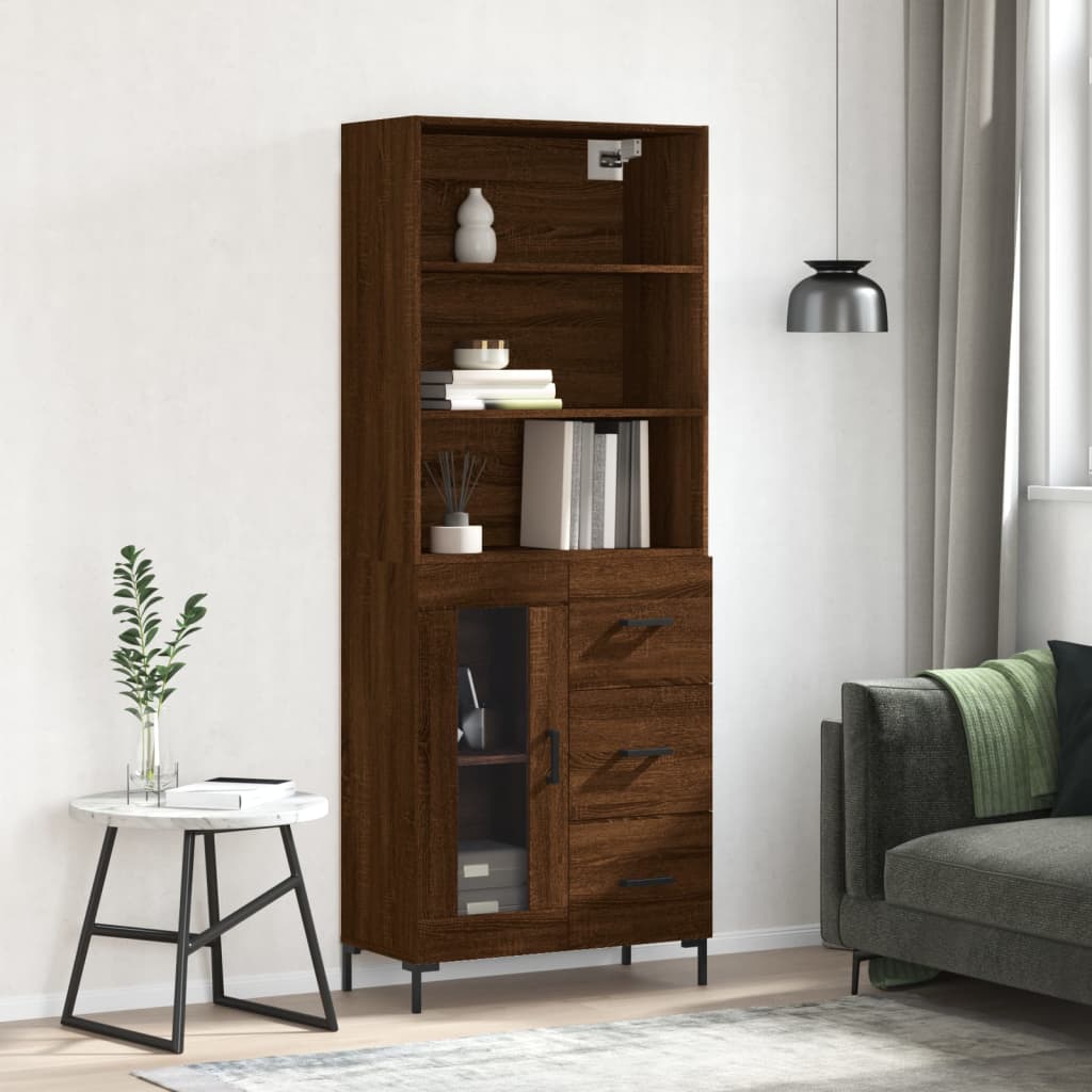 Buffet haut Chêne marron 69,5x34x180 cm Bois d'ingénierie - XIOS