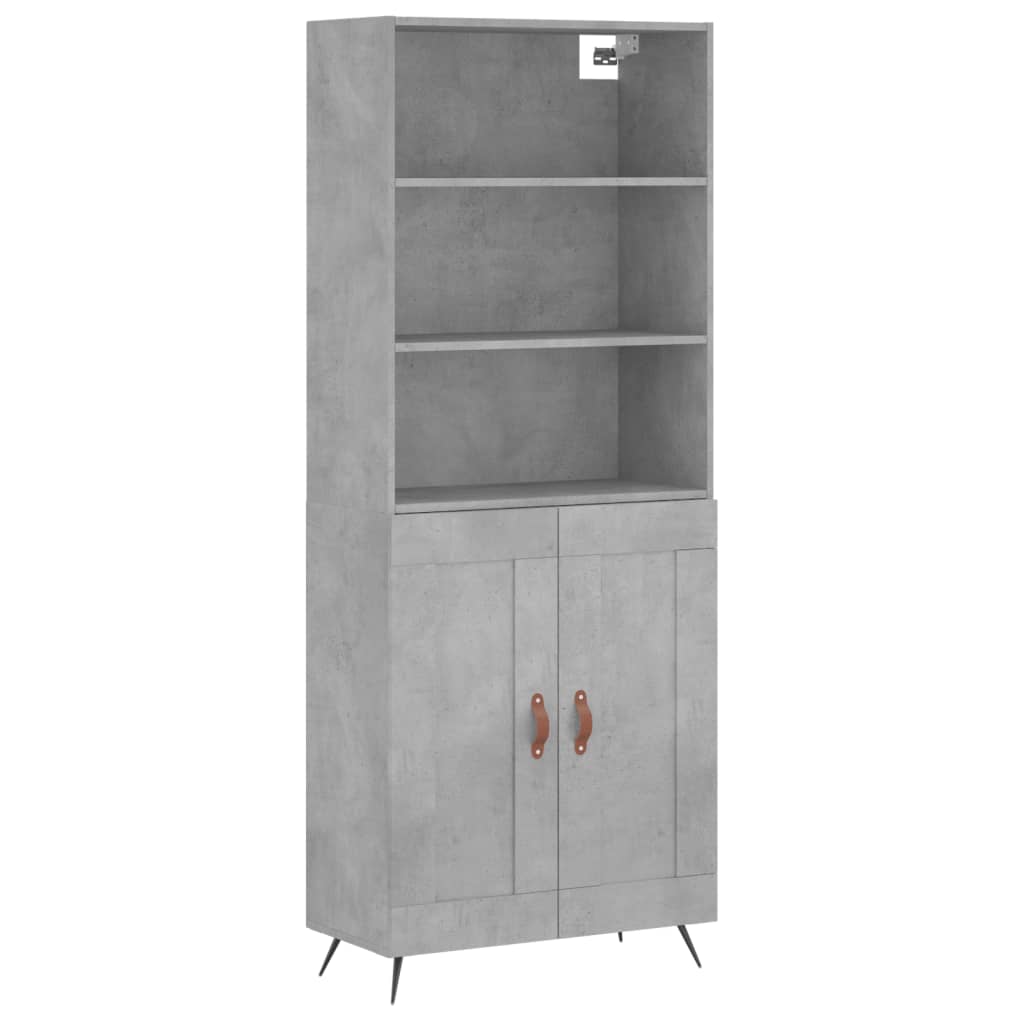 Buffet haut Gris béton 69,5x34x180 cm Bois d'ingénierie - XIOS