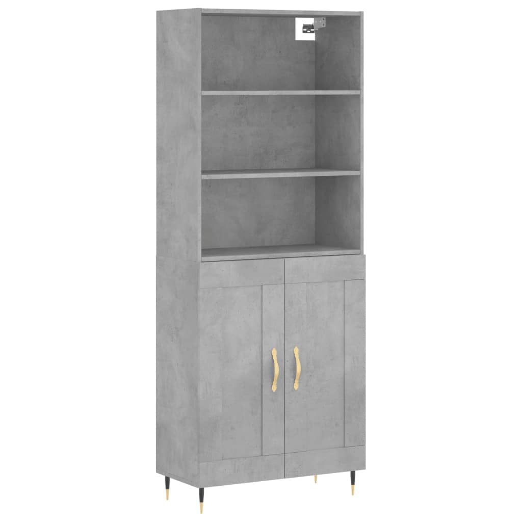 Buffet haut Gris béton 69,5x34x180 cm Bois d'ingénierie - XIOS