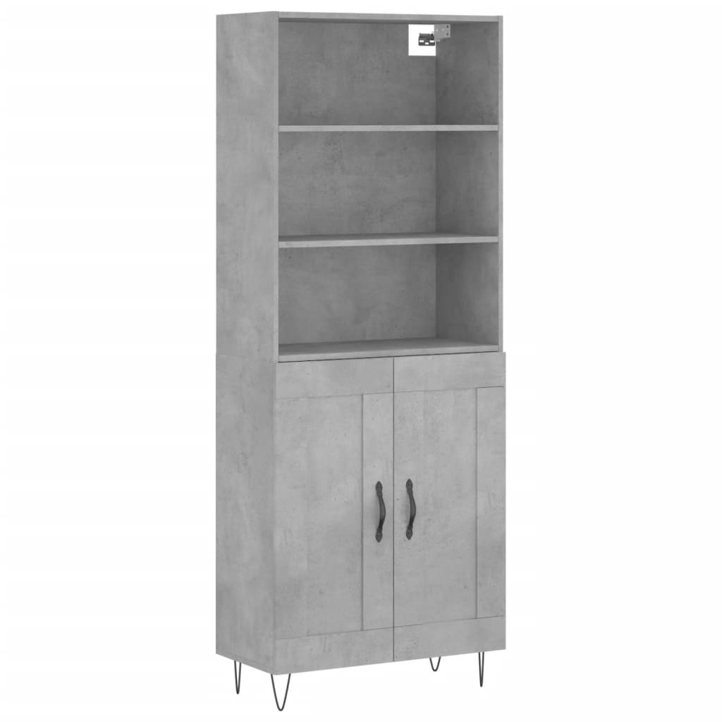 Buffet haut Gris béton 69,5x34x180 cm Bois d'ingénierie - XIOS