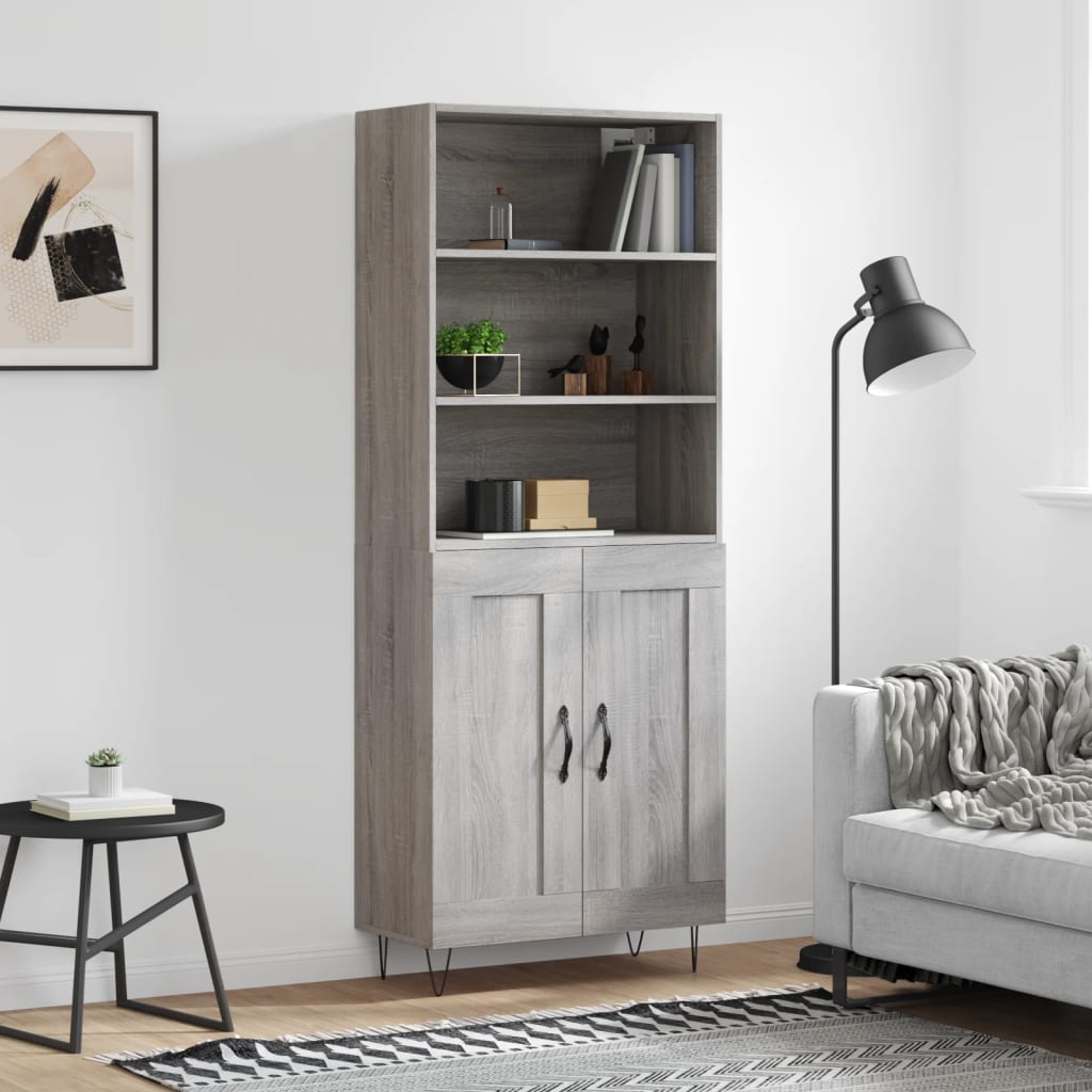 Buffet haut Sonoma gris 69,5x34x180 cm Bois d'ingénierie - XIOS