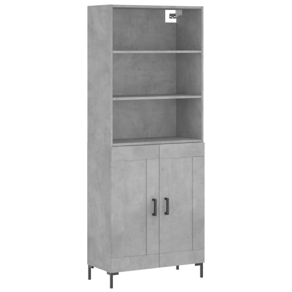 Buffet haut Gris béton 69,5x34x180 cm Bois d'ingénierie - XIOS