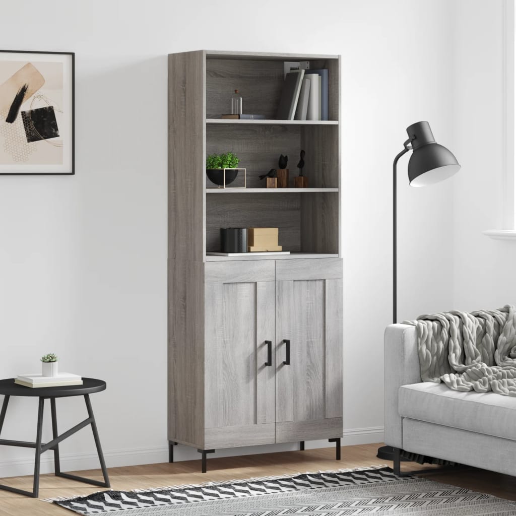Buffet haut Sonoma gris 69,5x34x180 cm Bois d'ingénierie - XIOS