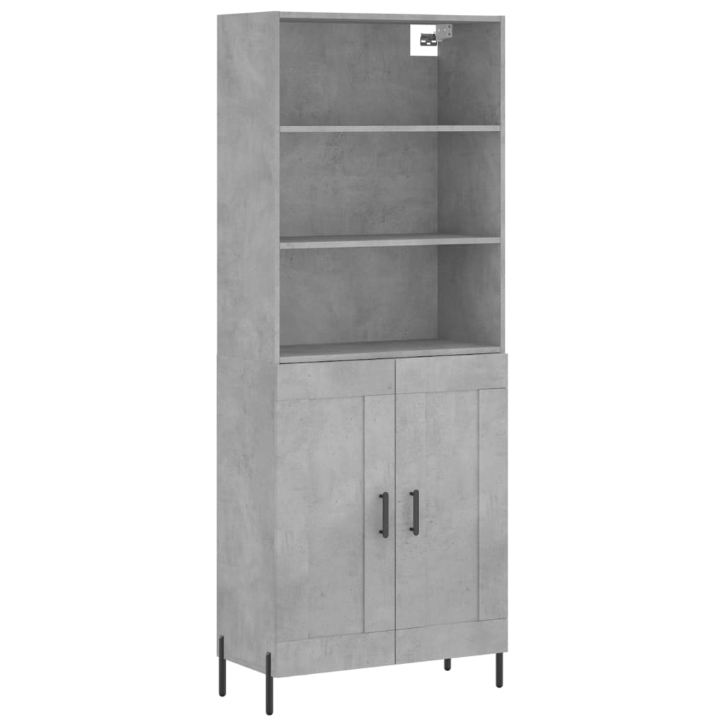 Buffet haut Gris béton 69,5x34x180 cm Bois d'ingénierie - XIOS