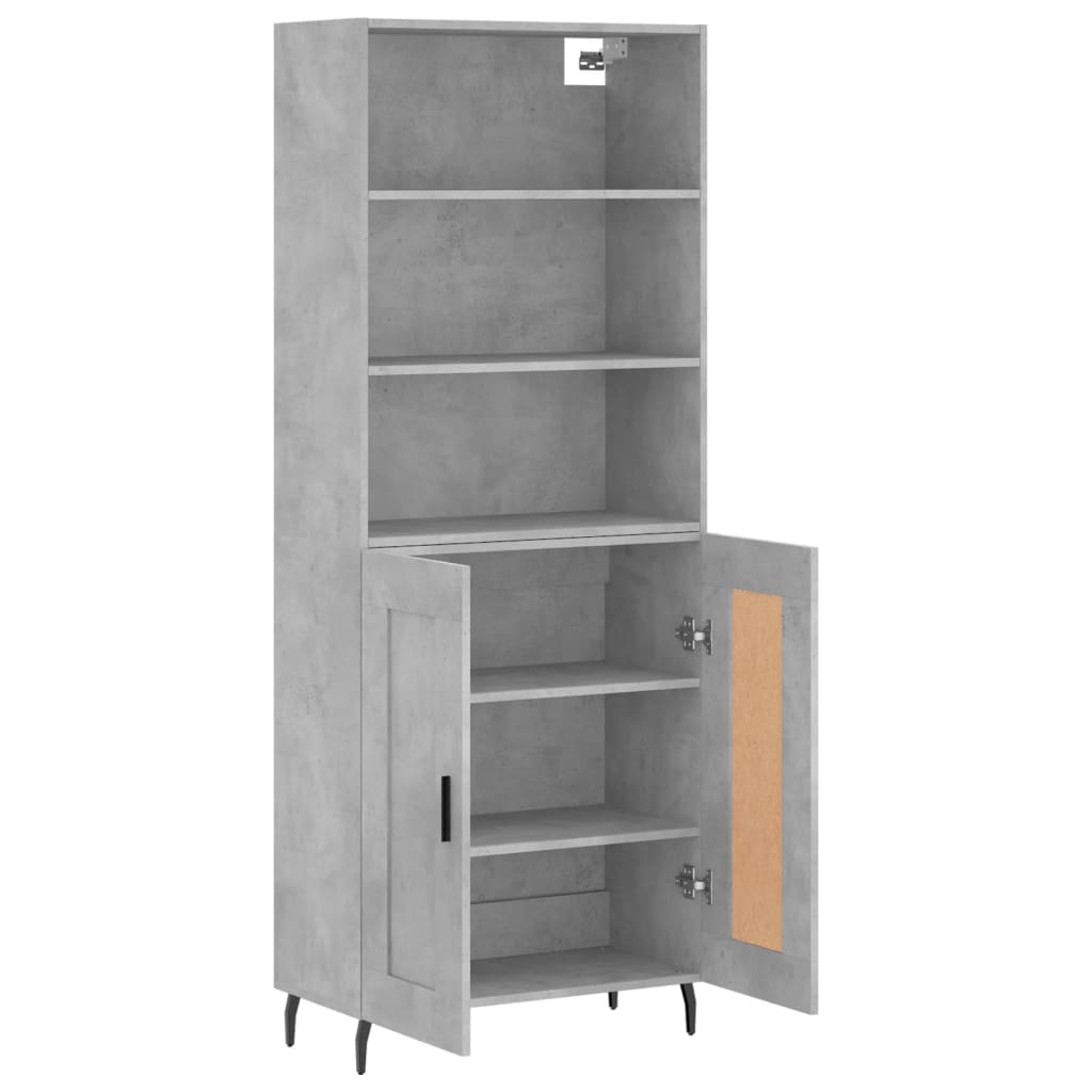 Buffet haut Gris béton 69,5x34x180 cm Bois d'ingénierie - XIOS