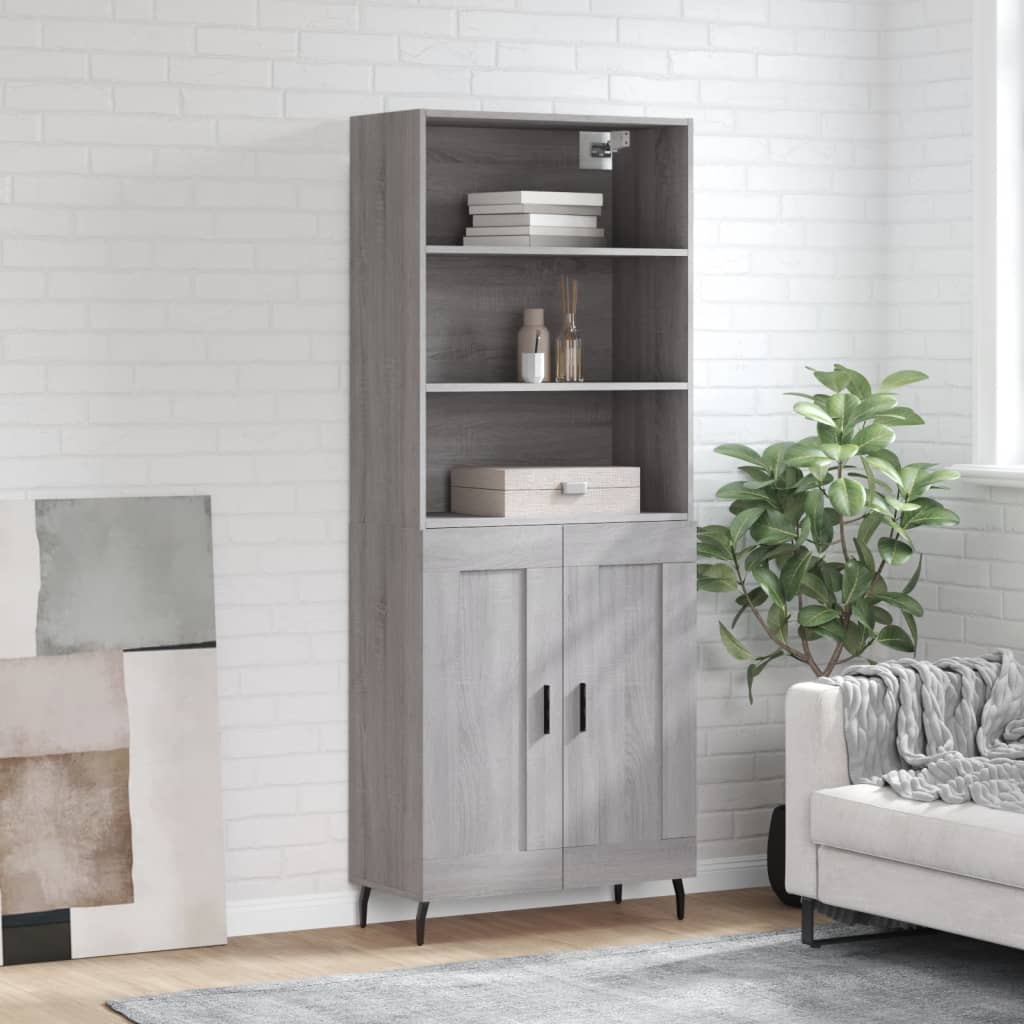 Buffet haut Sonoma gris 69,5x34x180 cm Bois d'ingénierie - XIOS