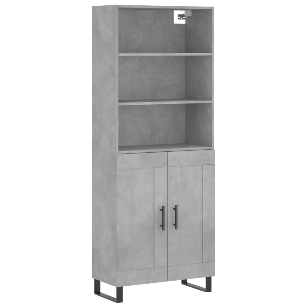Buffet haut Gris béton 69,5x34x180 cm Bois d'ingénierie - XIOS