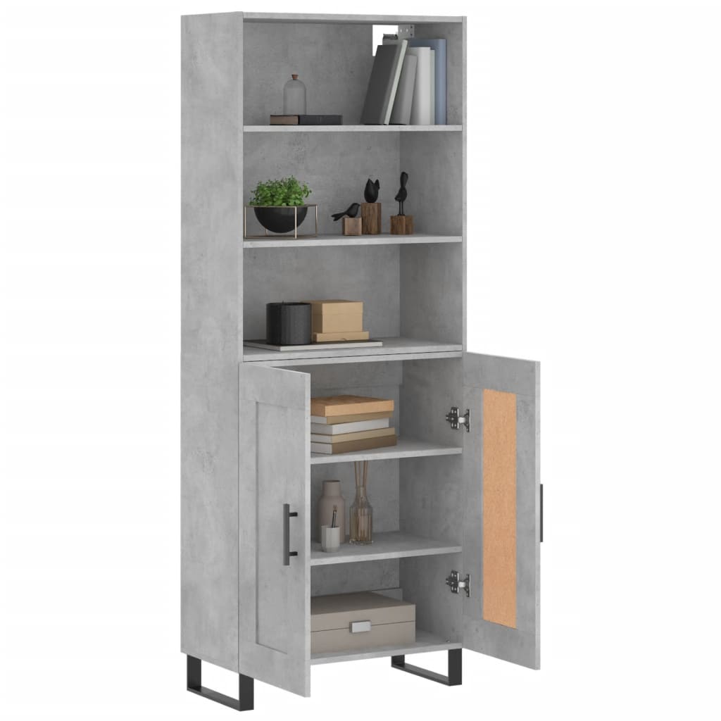 Buffet haut Gris béton 69,5x34x180 cm Bois d'ingénierie - XIOS