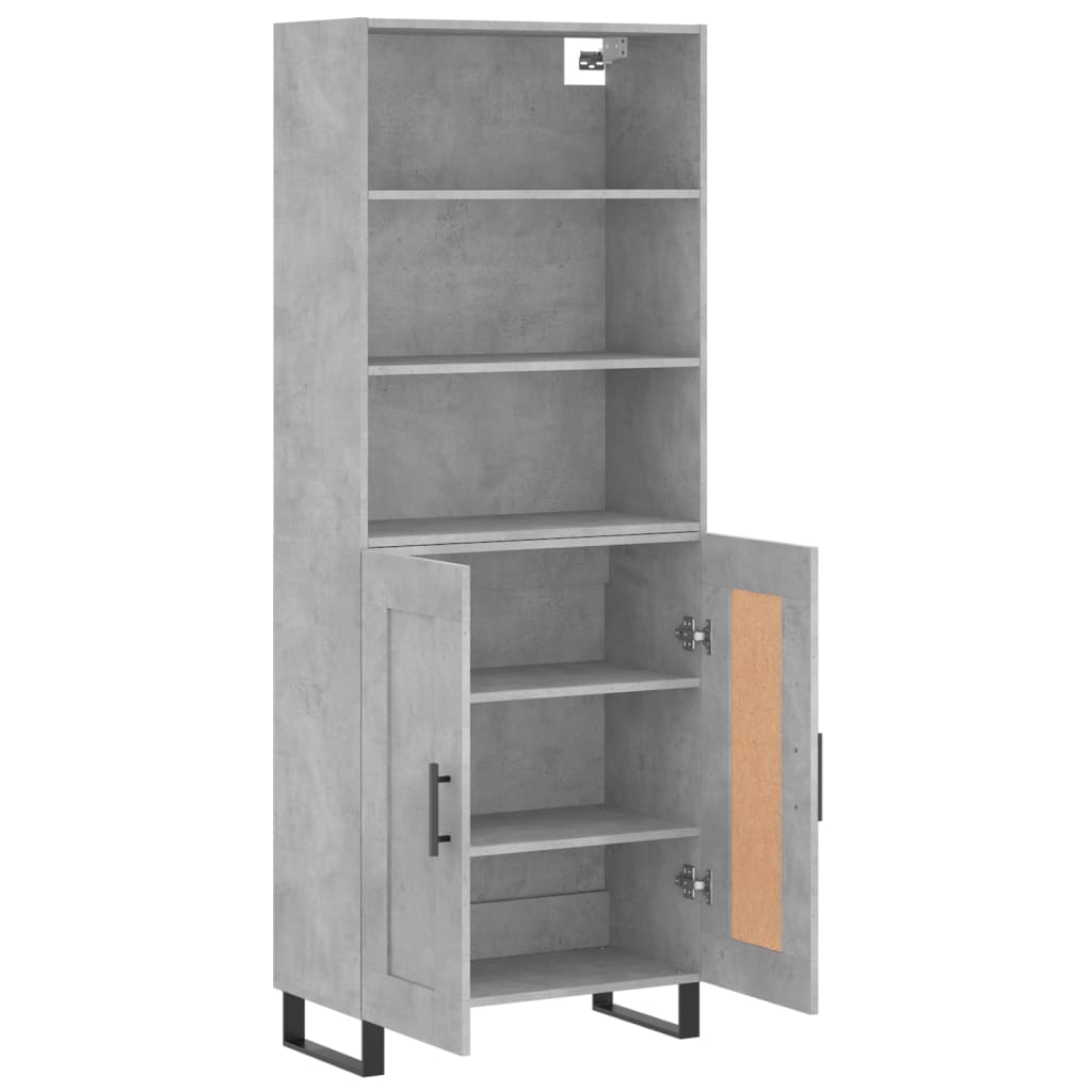 Buffet haut Gris béton 69,5x34x180 cm Bois d'ingénierie - XIOS