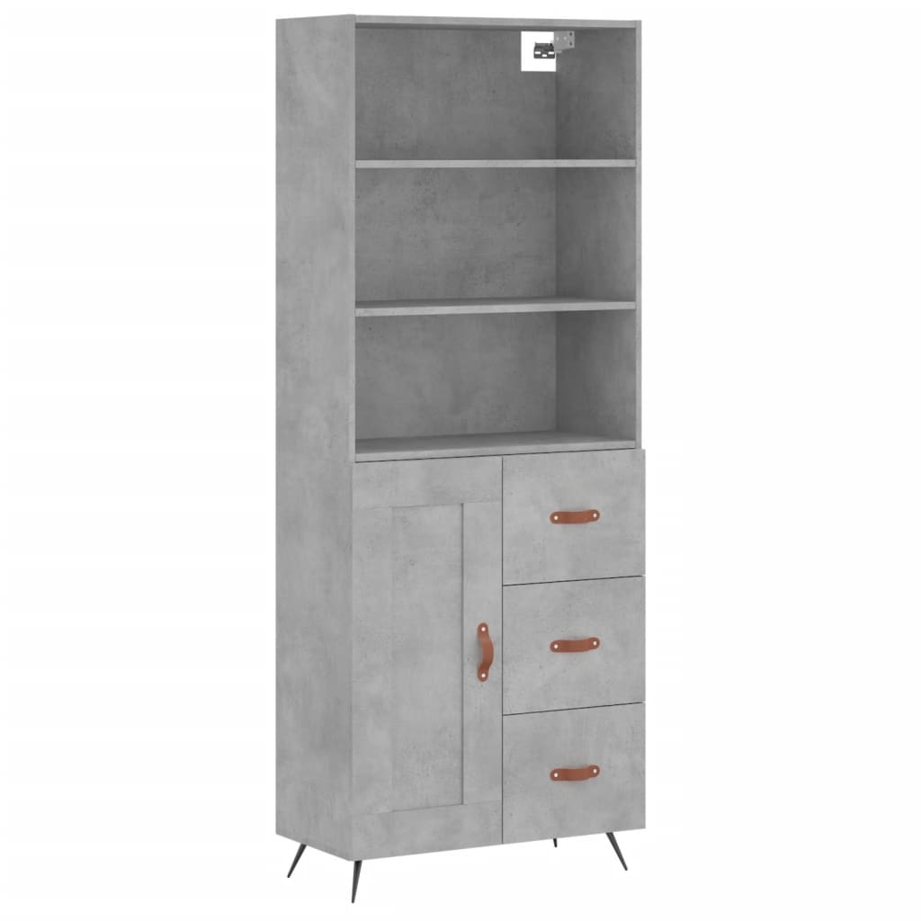 Buffet haut Gris béton 69,5x34x180 cm Bois d'ingénierie - XIOS