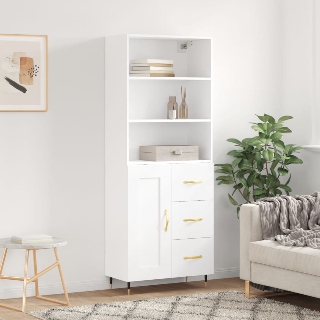 Buffet haut Blanc 69,5x34x180 cm Bois d'ingénierie - XIOS