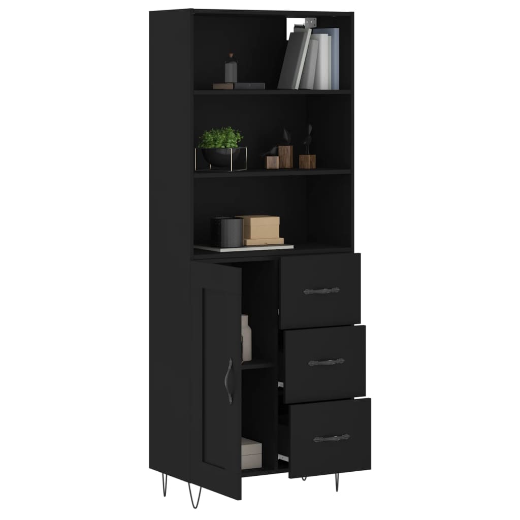 Buffet haut Noir 69,5x34x180 cm Bois d'ingénierie - XIOS