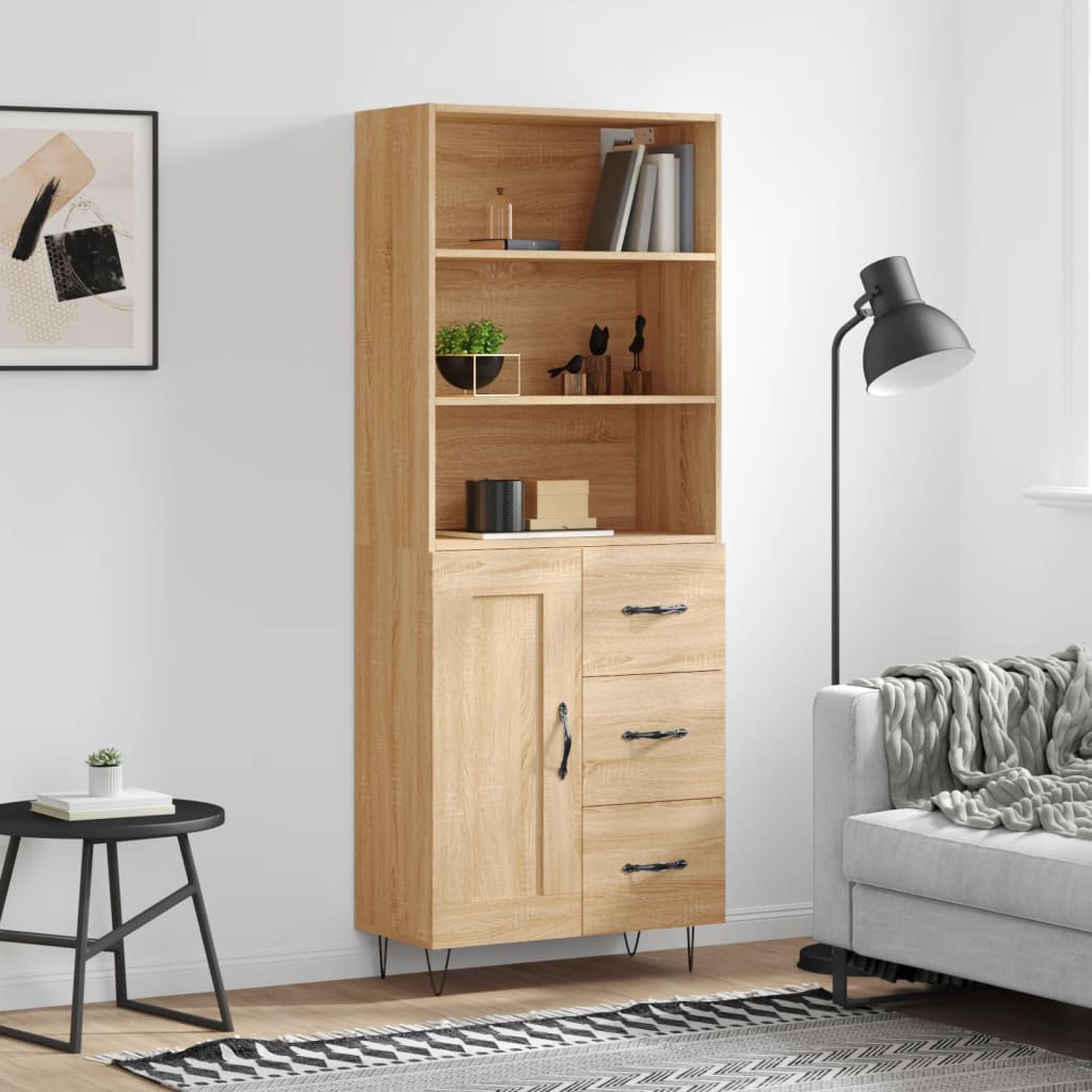 Buffet haut Chêne sonoma 69,5x34x180 cm Bois d'ingénierie - XIOS