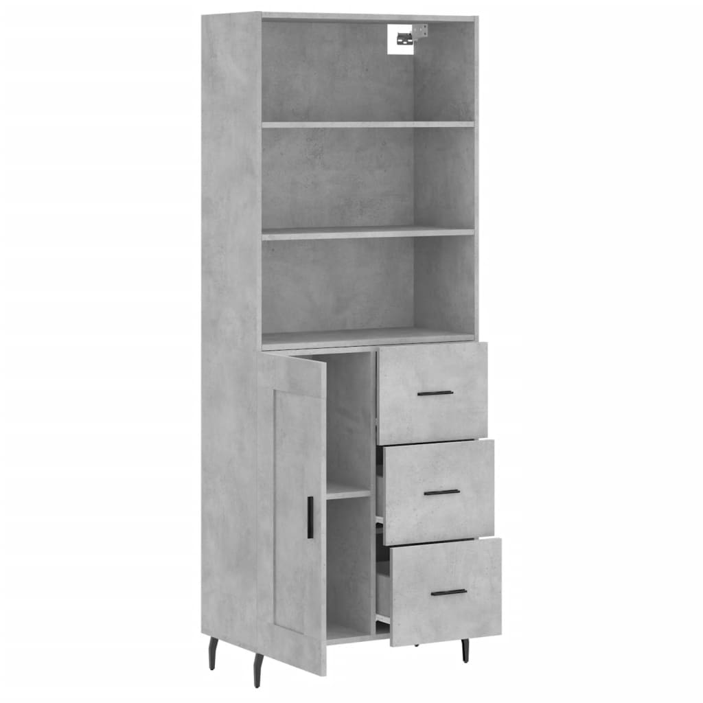 Buffet haut Gris béton 69,5x34x180 cm Bois d'ingénierie - XIOS