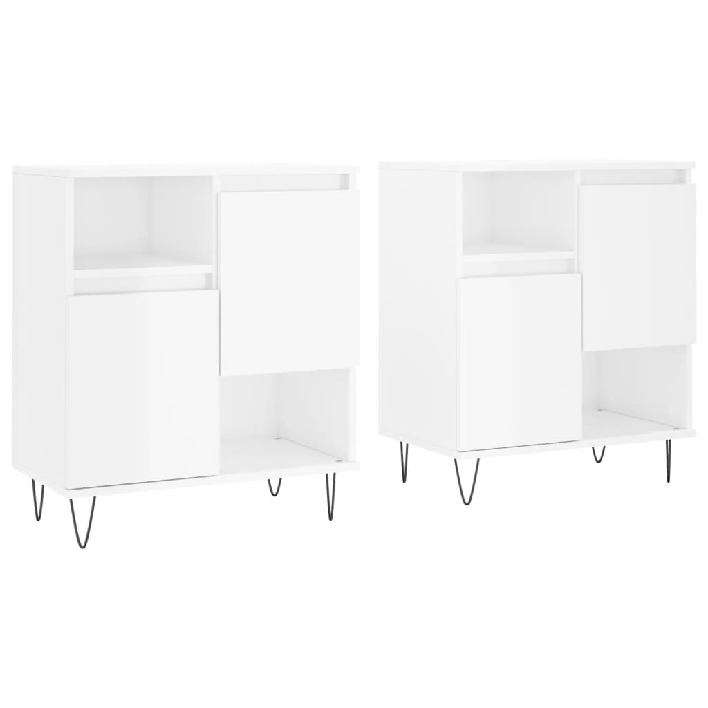 Buffets 2 pcs blanc brillant bois d'ingénierie - XIOS