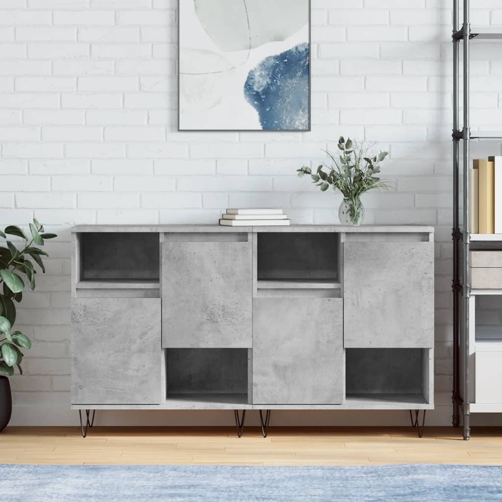 Buffets 2 pcs gris béton bois d'ingénierie - XIOS