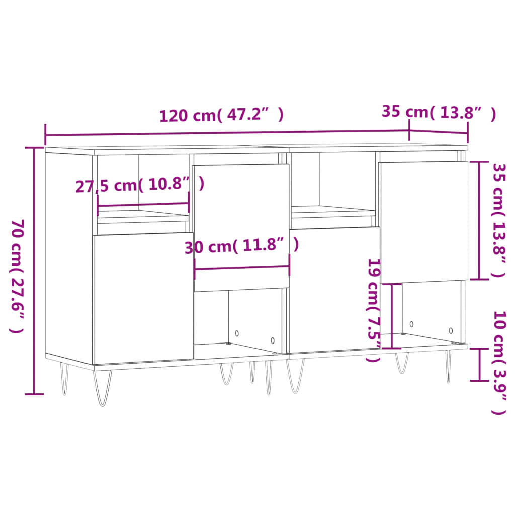 Buffets 2 pcs chêne fumé bois d'ingénierie - XIOS
