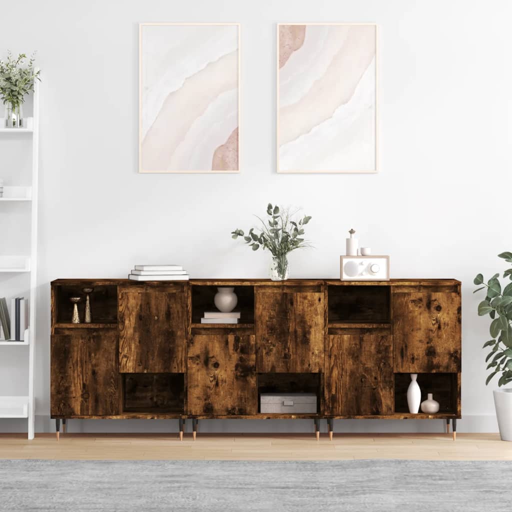 Buffets 3 pcs Chêne fumé Bois d'ingénierie - XIOS