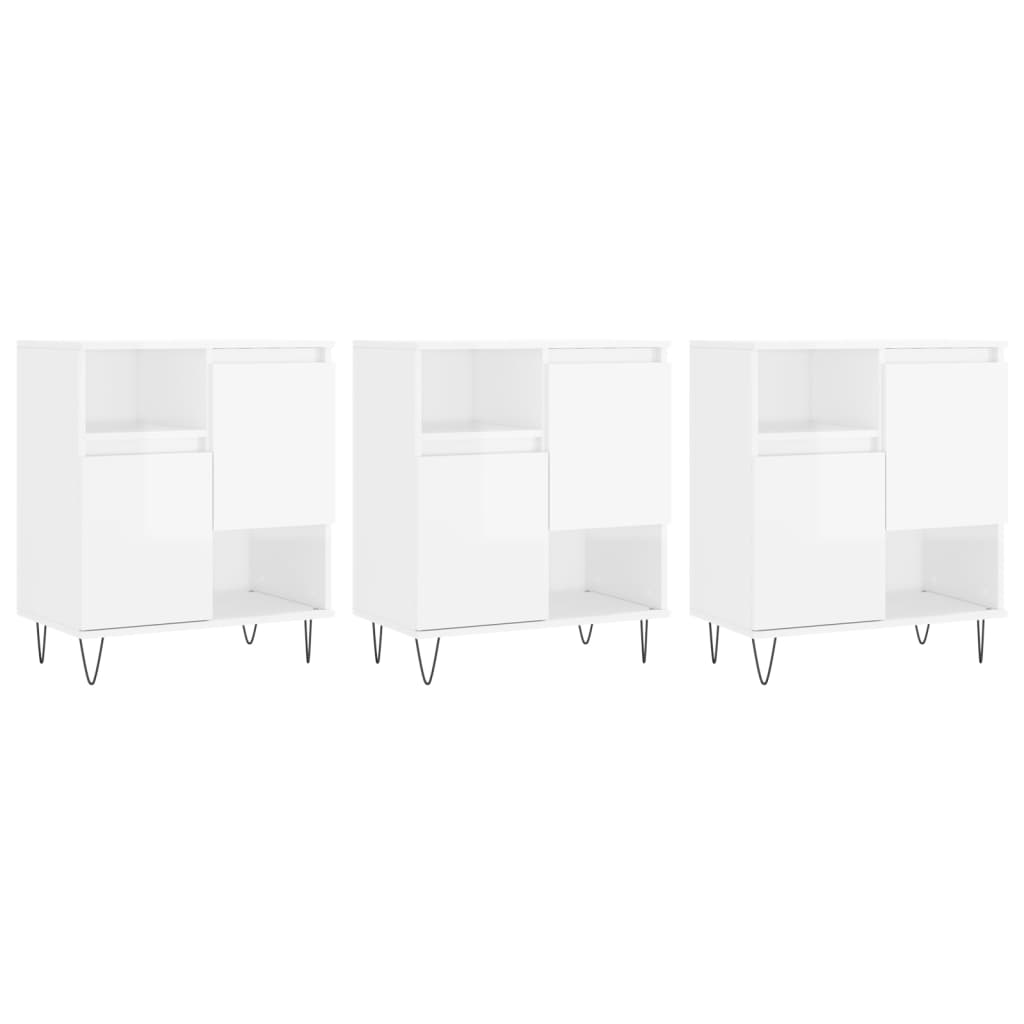 Buffets 3 pcs blanc brillant bois d'ingénierie - XIOS