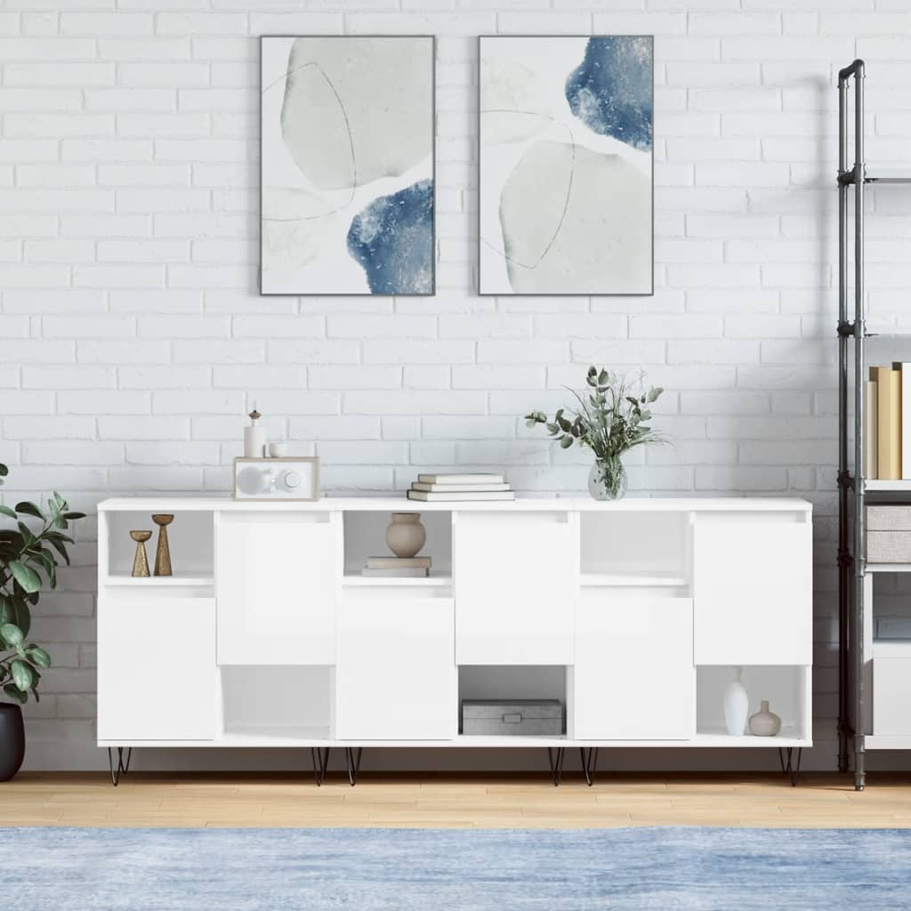 Buffets 3 pcs blanc brillant bois d'ingénierie - XIOS