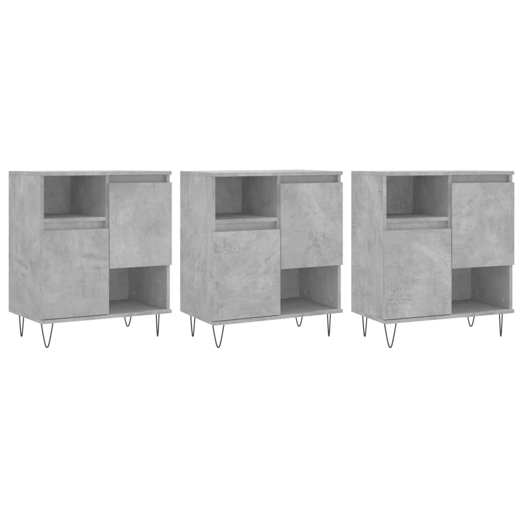 Buffets 3 pcs gris béton bois d'ingénierie - XIOS