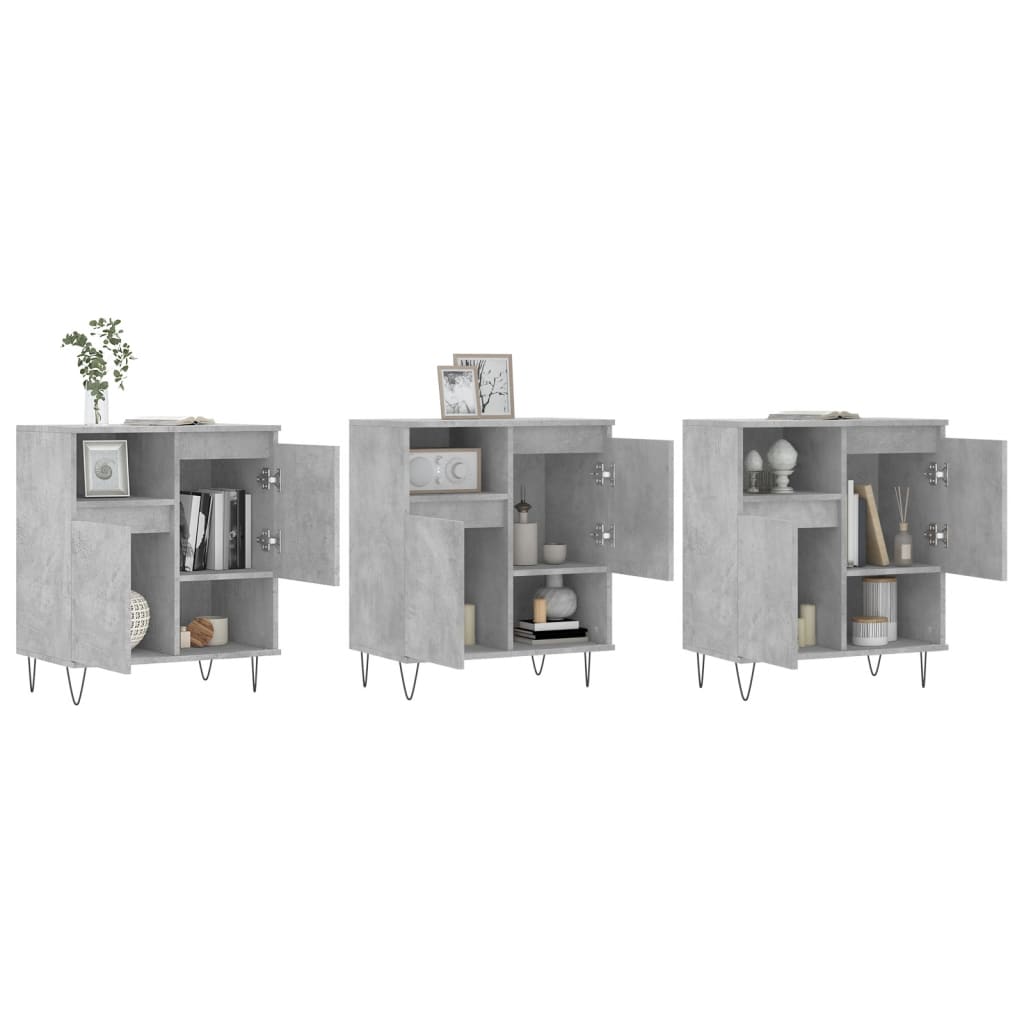 Buffets 3 pcs gris béton bois d'ingénierie - XIOS