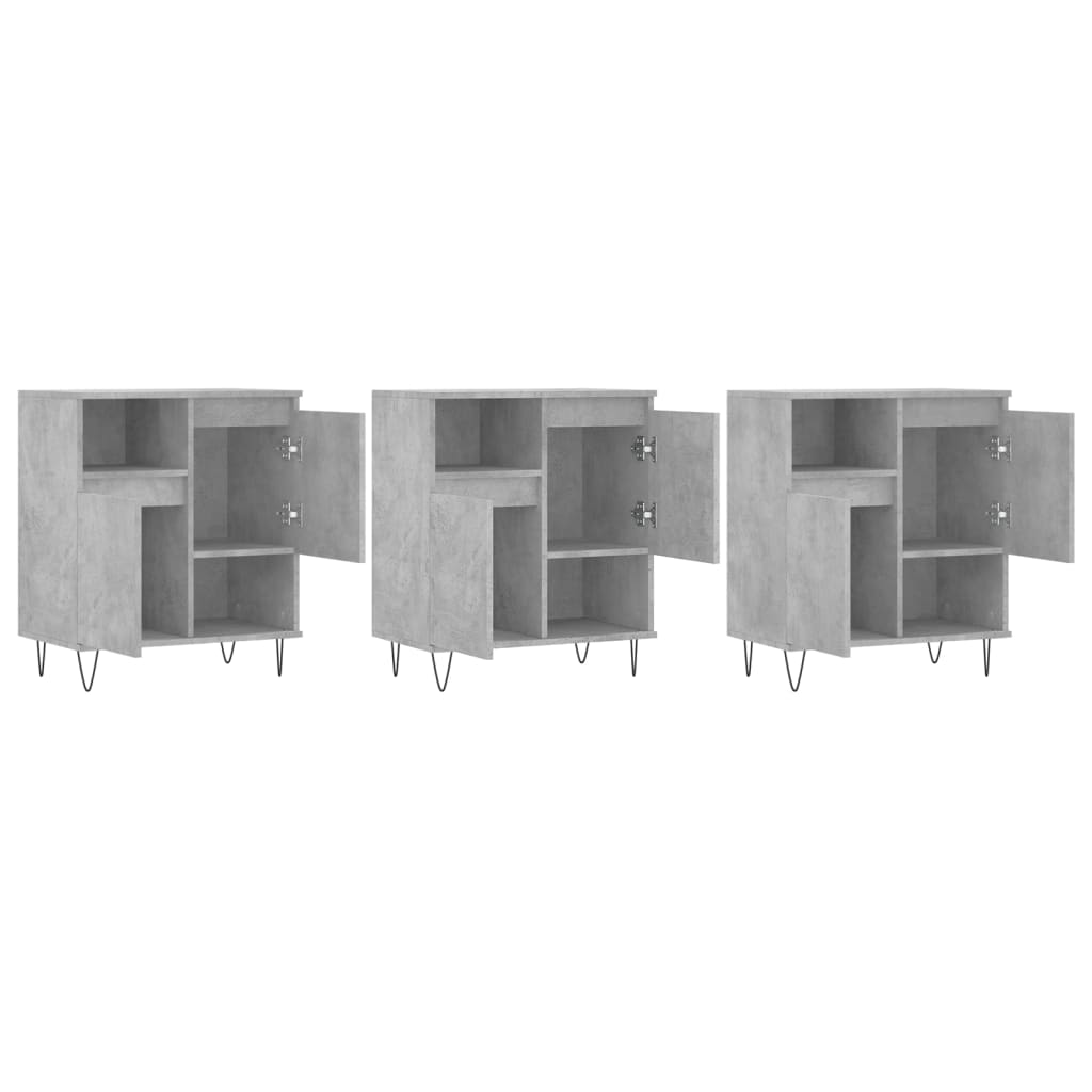 Buffets 3 pcs gris béton bois d'ingénierie - XIOS