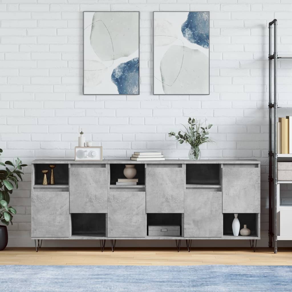 Buffets 3 pcs gris béton bois d'ingénierie - XIOS