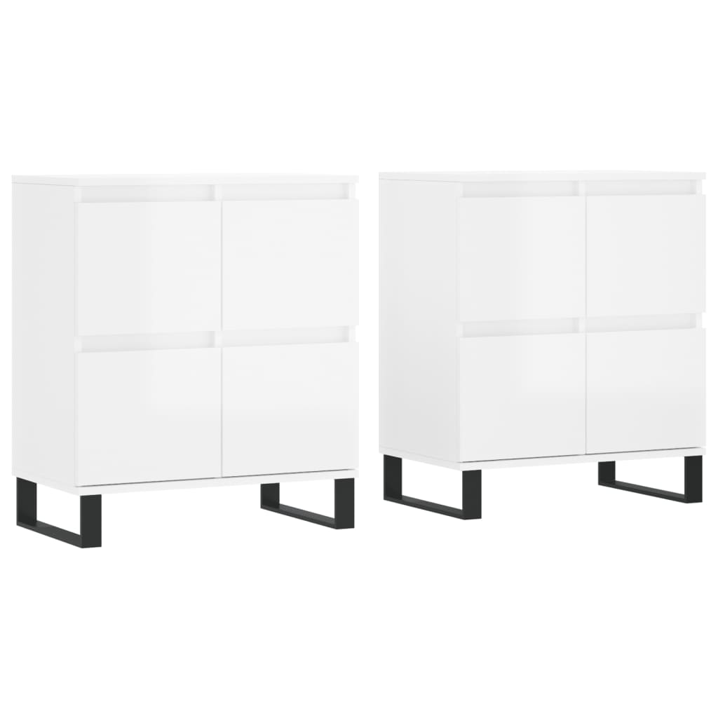 Buffets 2 pcs blanc brillant bois d'ingénierie - XIOS