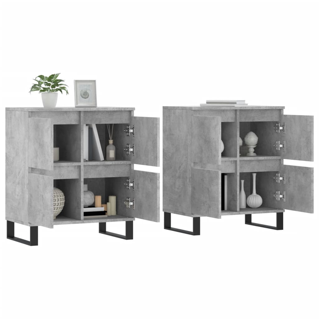 Buffets 2 pcs gris béton bois d'ingénierie - XIOS