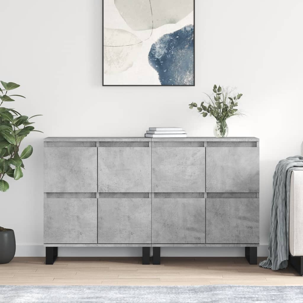Buffets 2 pcs gris béton bois d'ingénierie - XIOS