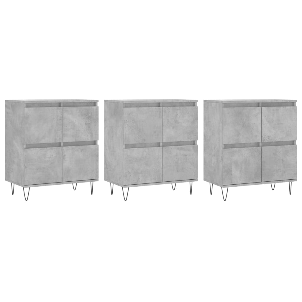 Buffets 3 pcs gris béton bois d'ingénierie - XIOS