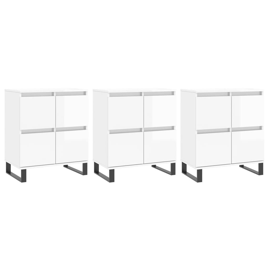 Buffets 3 pcs blanc brillant bois d'ingénierie - XIOS