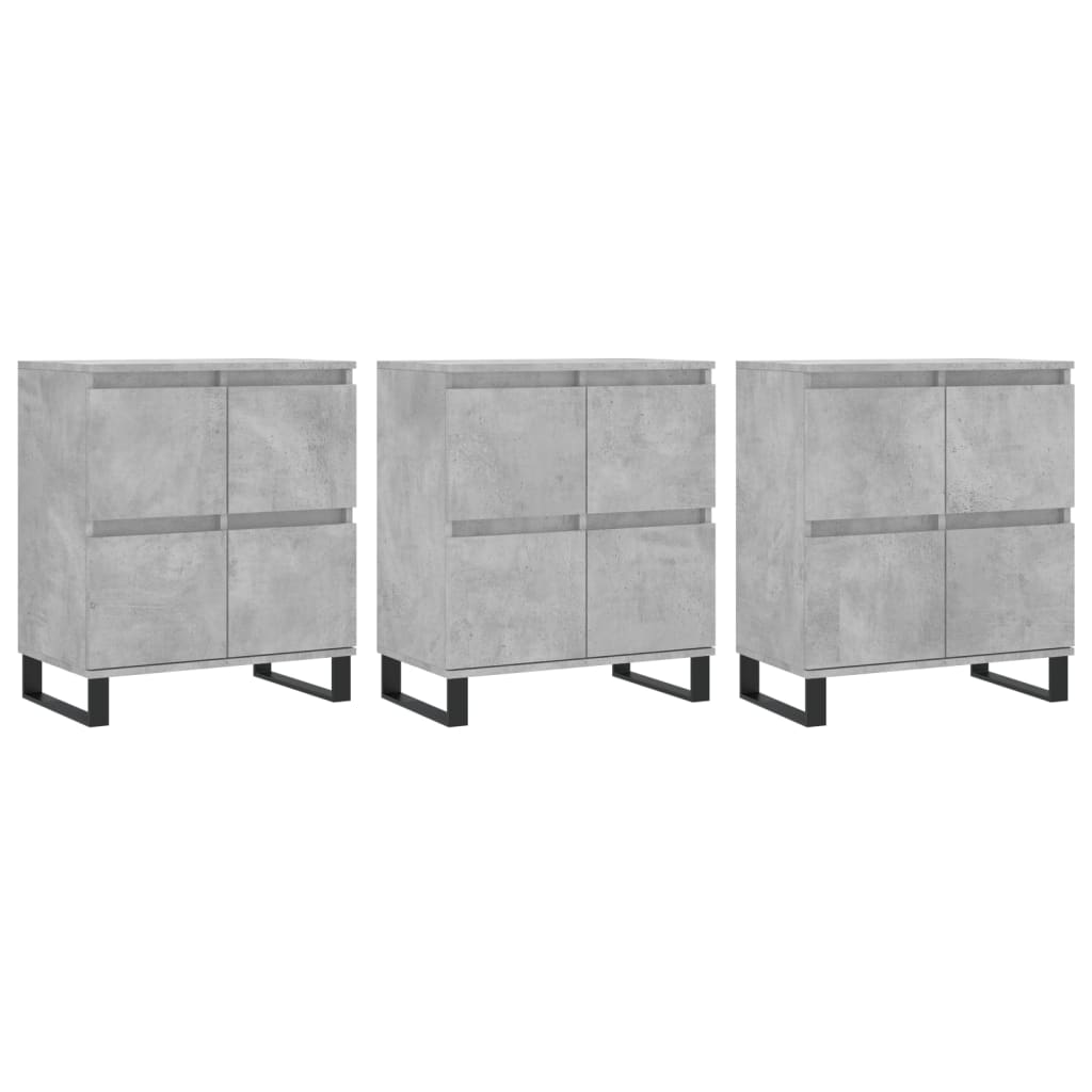 Buffets 3 pcs gris béton bois d'ingénierie - XIOS