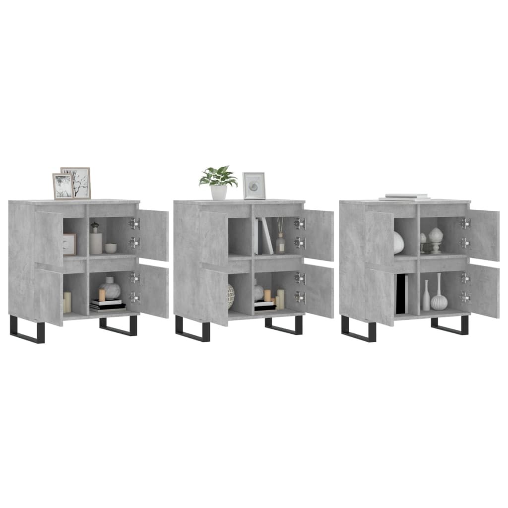Buffets 3 pcs gris béton bois d'ingénierie - XIOS