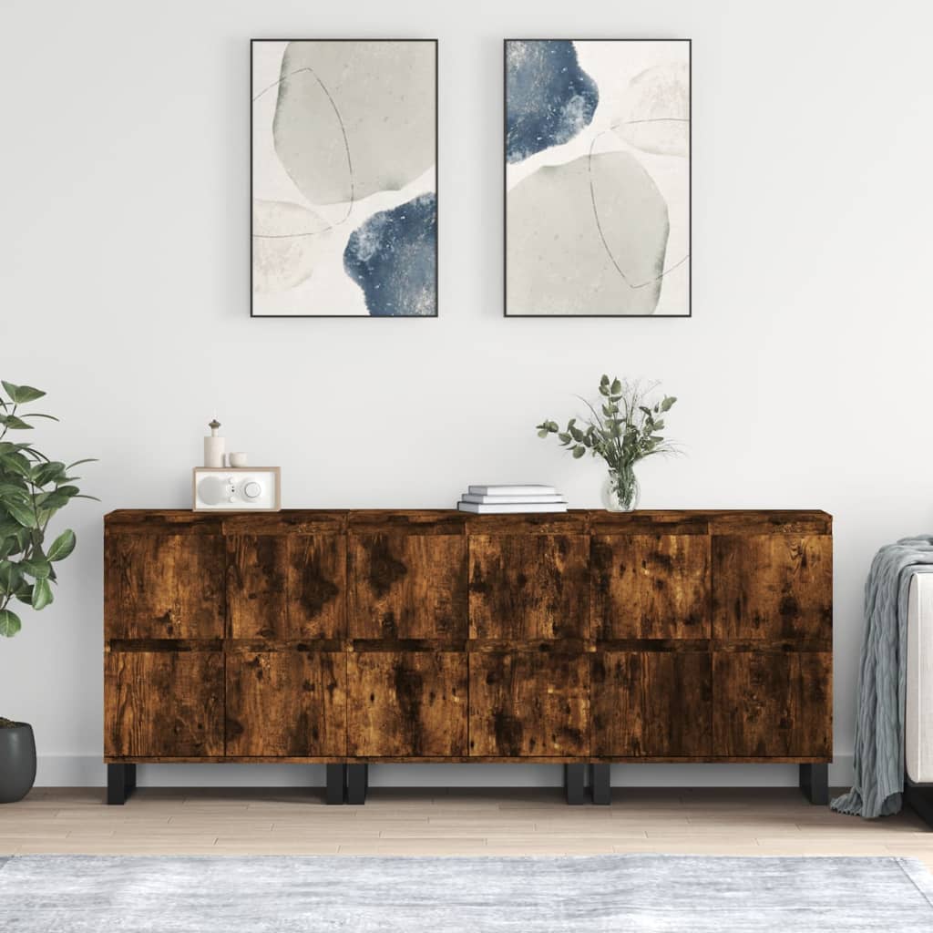 Buffets 3 pcs Chêne fumé Bois d'ingénierie - XIOS