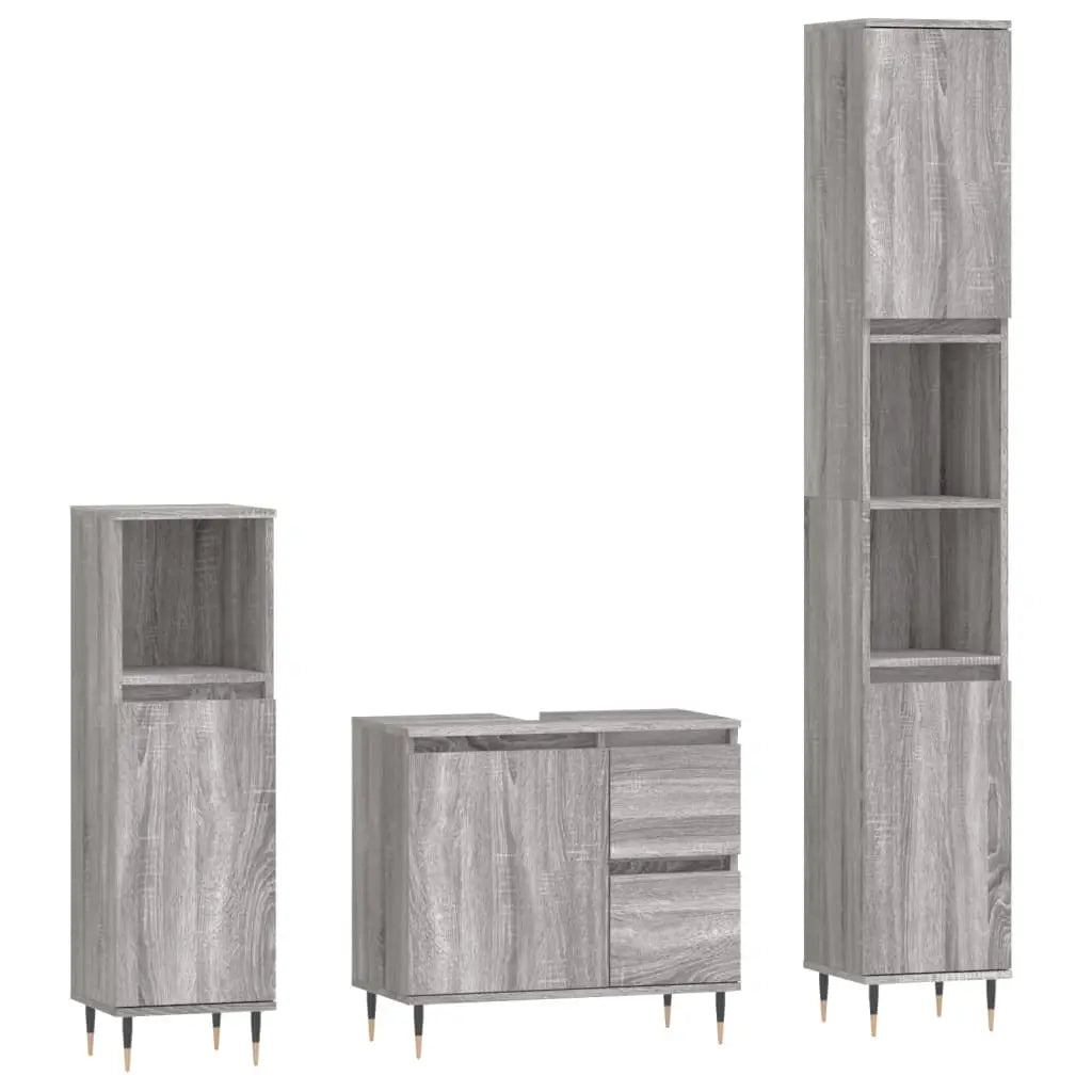 Ensemble de meubles de salle de bain 3 pcs Sonoma gris - XIOS