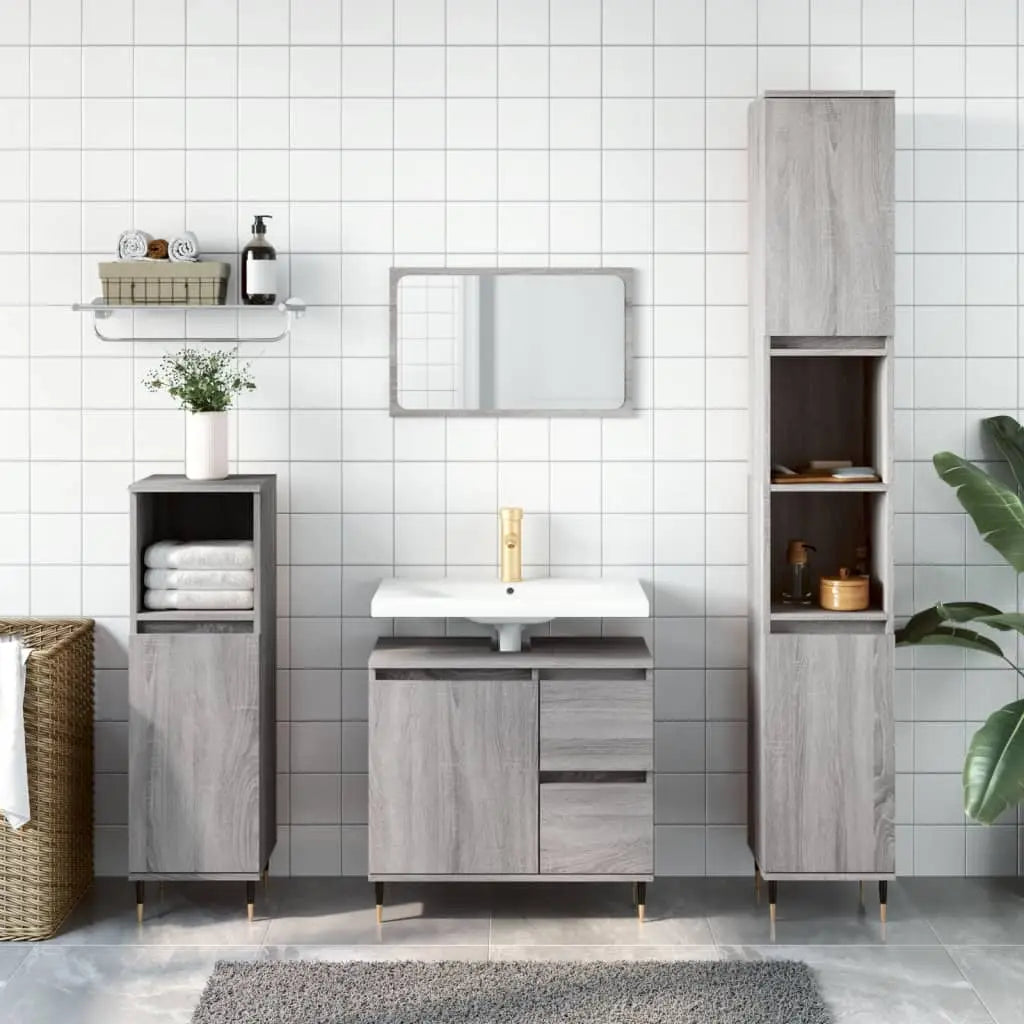 Ensemble de meubles de salle de bain 3 pcs Sonoma gris - XIOS
