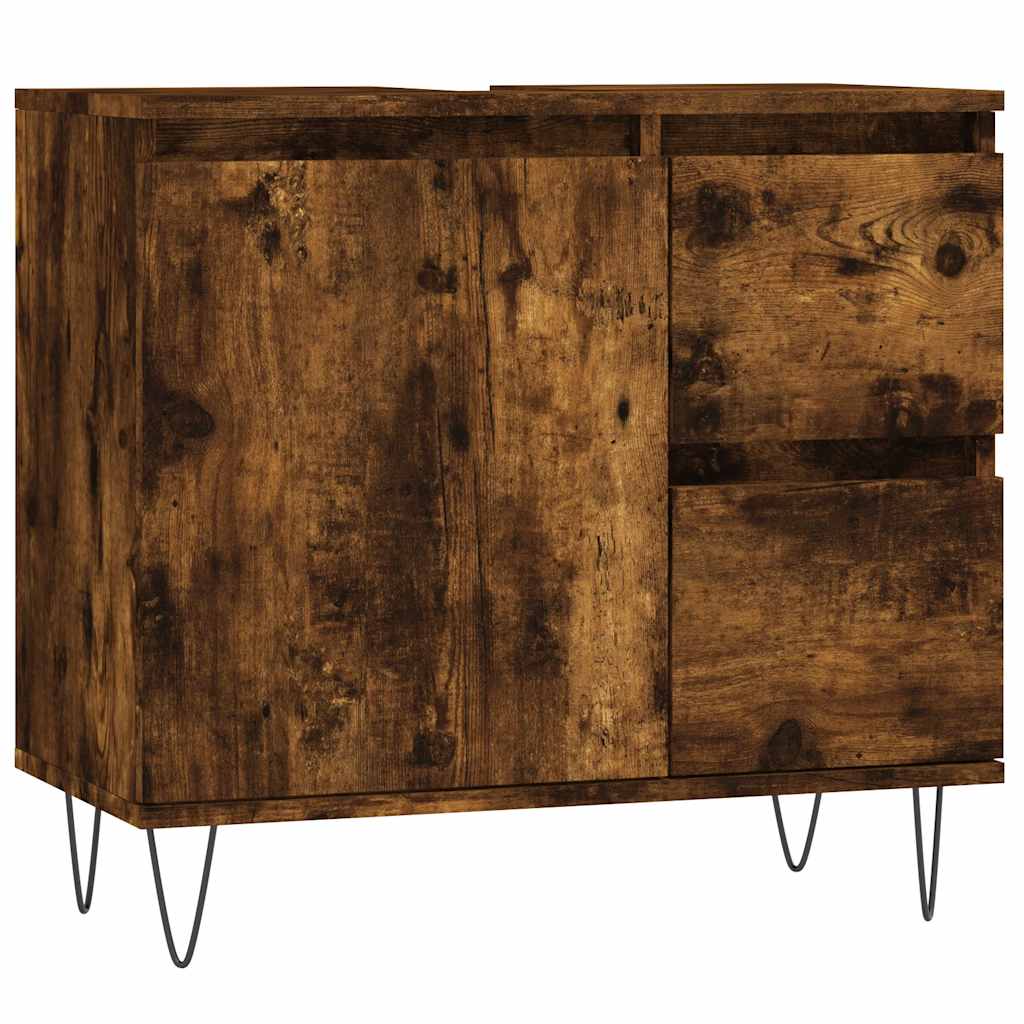 Ensemble de meubles de salle de bain 3 pcs Chêne fumé
