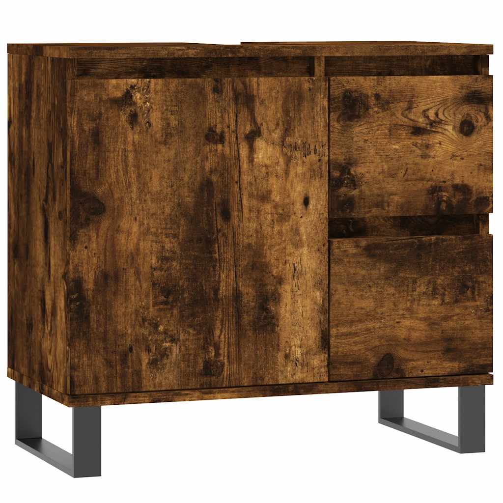 Ensemble de meubles de salle de bain 3 pcs Chêne fumé