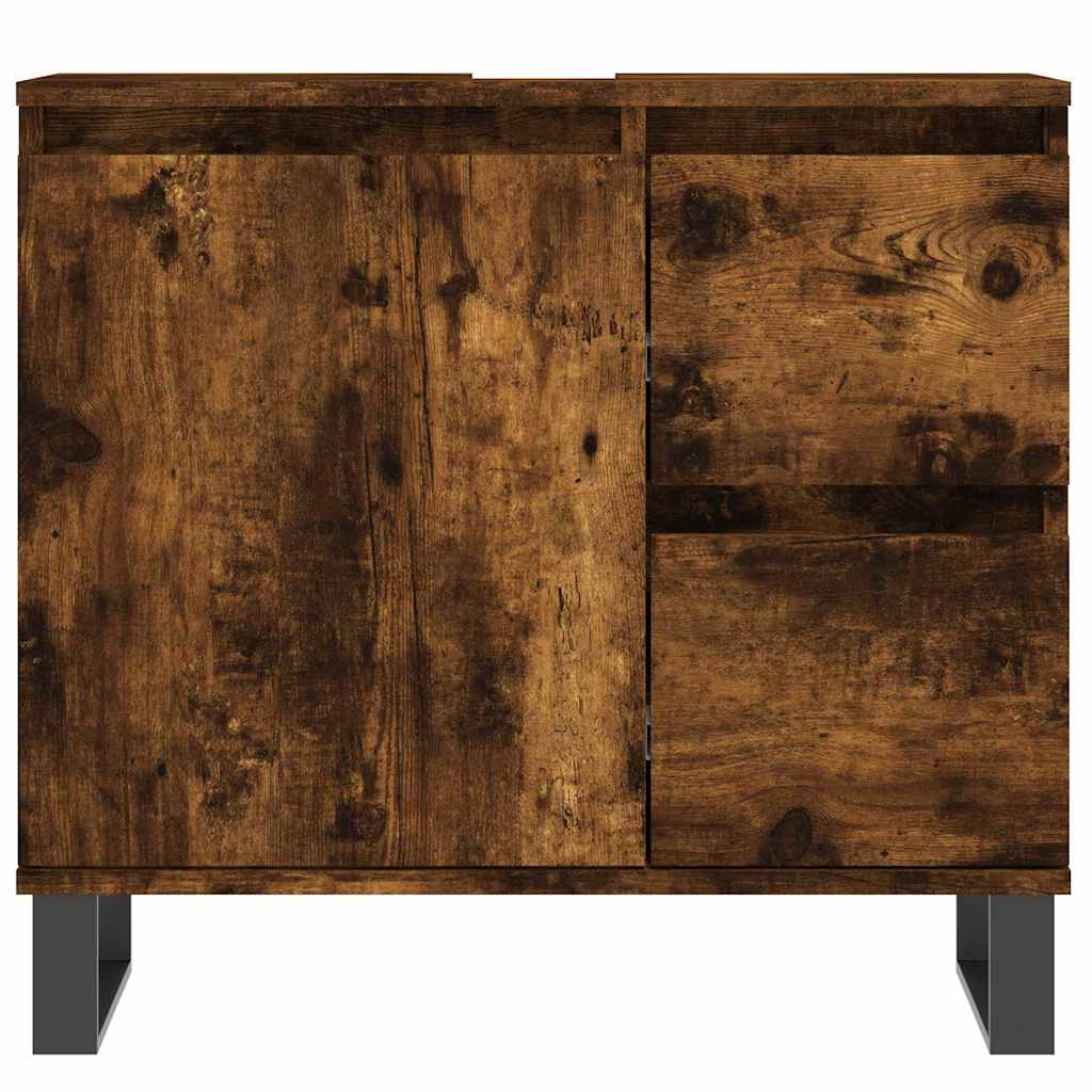 Ensemble de meubles de salle de bain 3 pcs Chêne fumé