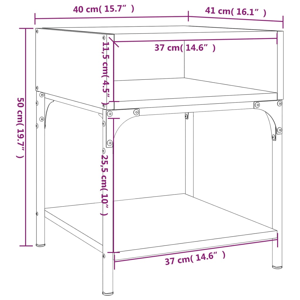 Table de chevet chêne sonoma 40x41x50 cm bois d'ingénierie - XIOS